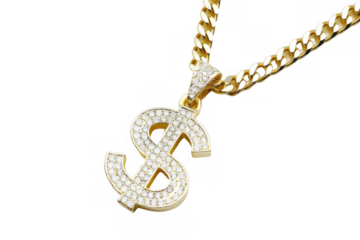 Gold Chain Necklace with Dollar Sign Pendant