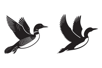 Obraz premium Loon silhouette vector art illustration with white background - Generative AI