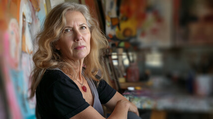Fototapeta premium Woman artist. In my studio