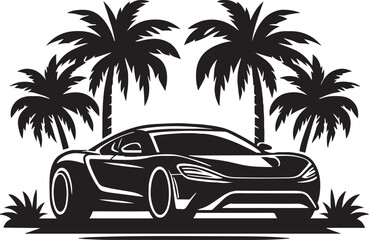 Car silhouette. black and white car vector