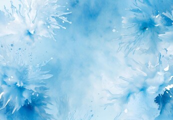 DIY handmade abstract watercolor painting picture. Blue watercolor backdrop with paper background.