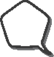 Pixel speech bubble for game design and chart. Retro chat box for dialog comment and messages. Conversation balloon pentagon shape. 8 bit cartoon element