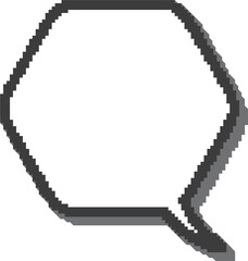 Pixel speech bubble for game design and chart. Retro chat box for dialog comment and messages. Conversation balloon hexagon shape. 8 bit cartoon element