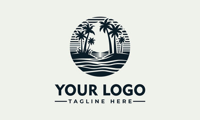 Beach Vector Logo Palm Logo Unleash the Symbolism of Relaxation, Coastal Beauty, and Summer Vibes Symbol of Escape, Relaxation, and the Perfect Summer Getaway