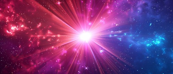 Obraz premium Radiant Neon Starburst Bursting with Glowing Points of Light