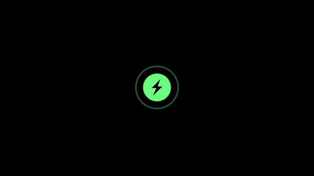Fast charging icon, wireless battery charging concept, charging animation with radio wave, electric thunder power charging.