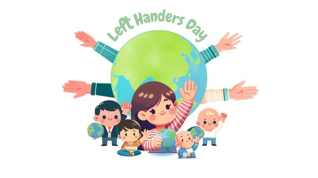 Left Handers Day Pop-Up Characters: Green Screen Essentials Isolated