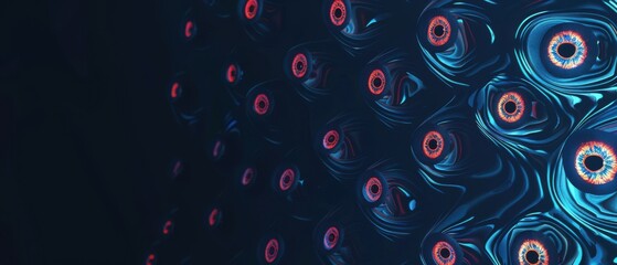 Fototapeta premium A blue and red background with many eyes