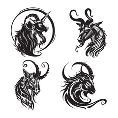 Creative Capricorn Silhouette Vector Illustration,
Beautiful Capricorn Silhouette Vector Art