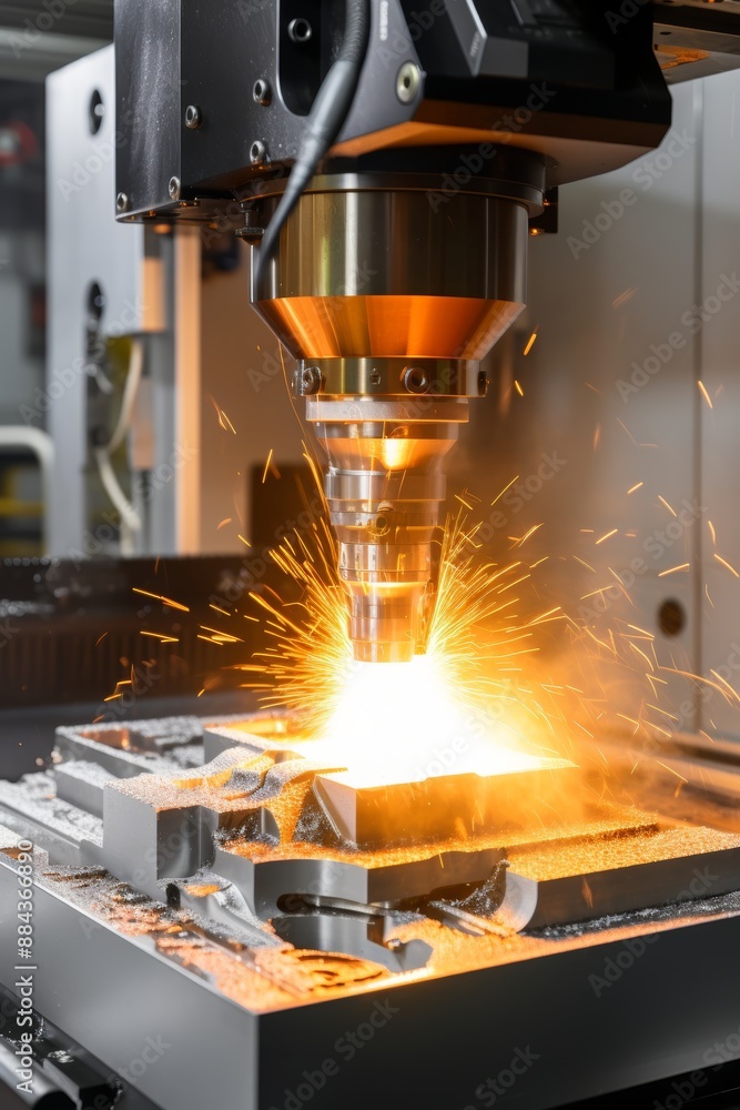 Aufkleber cnc tool holder with diverse tools reflecting machine light for intricate precision work