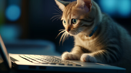 A cat sitting on a laptop watching something