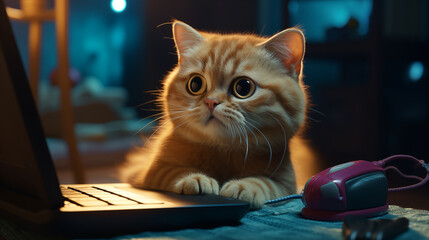 A cat sitting on a laptop watching something