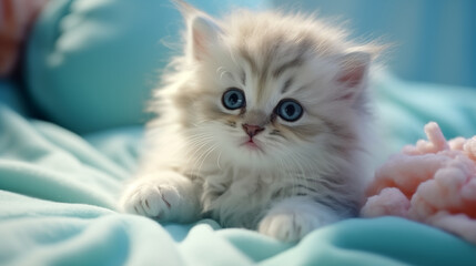 A fluffy kitten playing