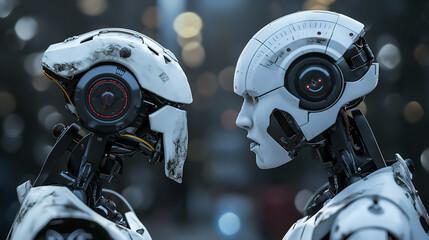 Fototapeta premium Two robots about to confront each other
