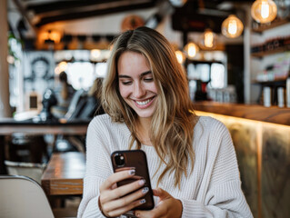 A woman is sitting at a table in a restaurant