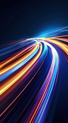 light trails, horizontal light trails, and dark background with blank copy space 