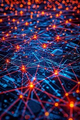 Glowing Digital Nodes Interconnected in Vibrant Detail