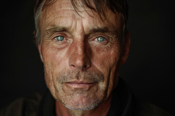 Obraz premium Portrait of hard working middle aged man, reality and true life, copy space for text