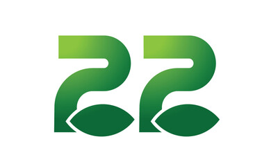 22 Leaf Logo Number Green Simple Nature