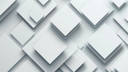 3D White Geometric Square Pattern Background