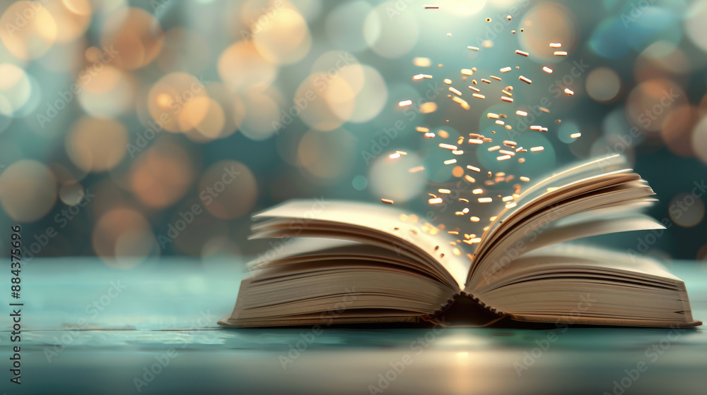 Poster book cover illustration symbolizing lifelong learning, with copy space, deep depth of field, and com