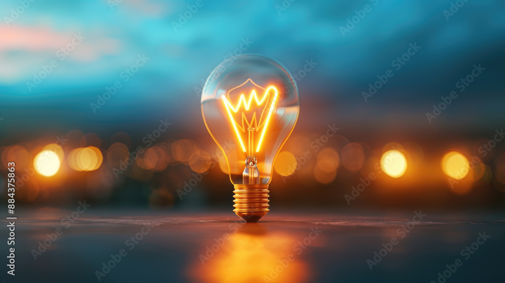 Aufkleber bright idea striking like lightning, copy space, focused objects, deep depth of field.