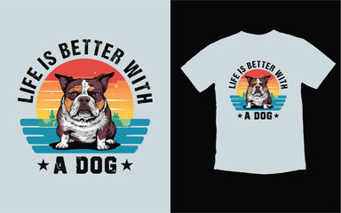 Vintage Sunset Vector T-shirts Design For Dog Lovers