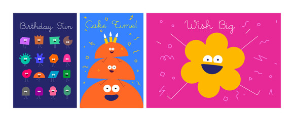 Playful birthday card designs with lively characters and celebratory messages, ideal for fun-filled greetings.