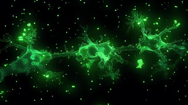 Fluorescent image of oligodendrocyte precursors OPCs in the developing brain indicating their essential role in early brain development.