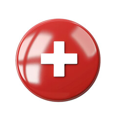 Obraz premium Red Button with White Cross