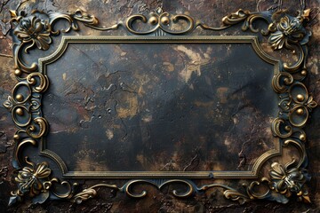 Ornate playing card frame with golden borders on textured background