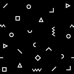 Seamless white and black geometric pattern. Hipster Memphis style. Hipster memphis pattern with geometric shapes
