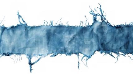 Torn Blue Fabric Strip