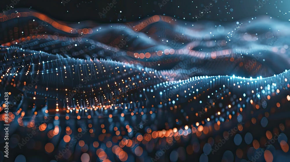Poster futuristic digital blockchain background. abstract connections technology and digital network. 3d il