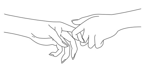 Two hand with heart line art style vector illustration