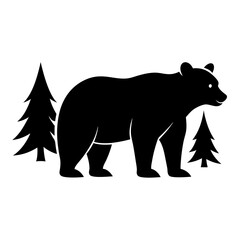 illustration of a bear,animal, vector, tiger, head,The bear is standing stoically, illustration, wild, tattoo, black, mammal, wolf, 