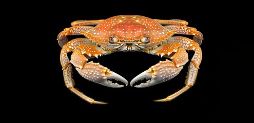 An orange crab on a black background