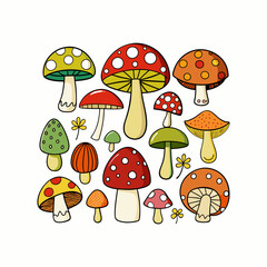 Mushroom Doodles set.
