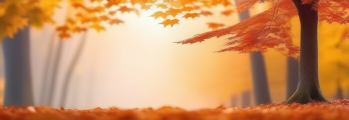 Banner Abstract flowing waves with red maples on white background with beautiful bokeh and with copy space 