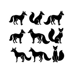 set of fox silhouette