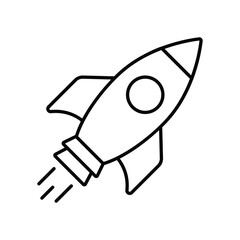 rocket line icon with white background vector stock illustration