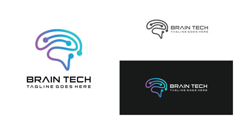 Brain Tech Logo Design. Icon Symbol, Vector, Design Template.