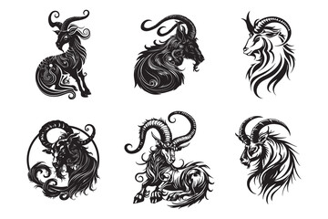 Creative Capricorn Silhouette Vector Illustration,
Beautiful Capricorn Silhouette Vector Art