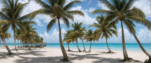 palm trees in summer on the tropical beach	