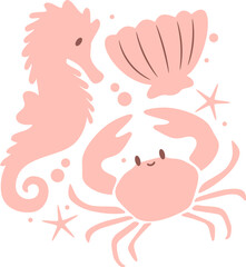 Crab Sea Animals Vector Illustration 