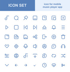 set of icons for mobile music player applications