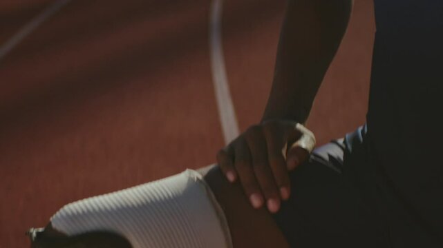 Para-runner with his prosthetics on the track