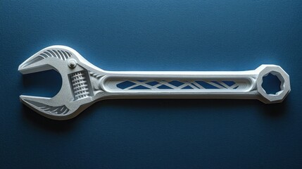 Obraz premium close-up of a wrench crafted from paper, blending industrial design and artistic creativity.