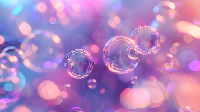 Pink and purple bubbles floating in a dreamy, sparkling background