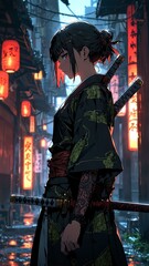 happy samurai horror style art .jpeg